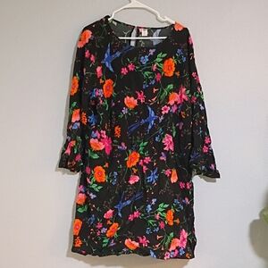 Old Navy Black Floral Long Sleeve Dress
